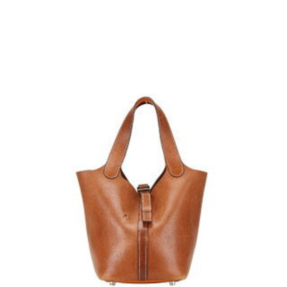 Hermes Picotin PM Handbag Brown Fauve Barenia Chevre s